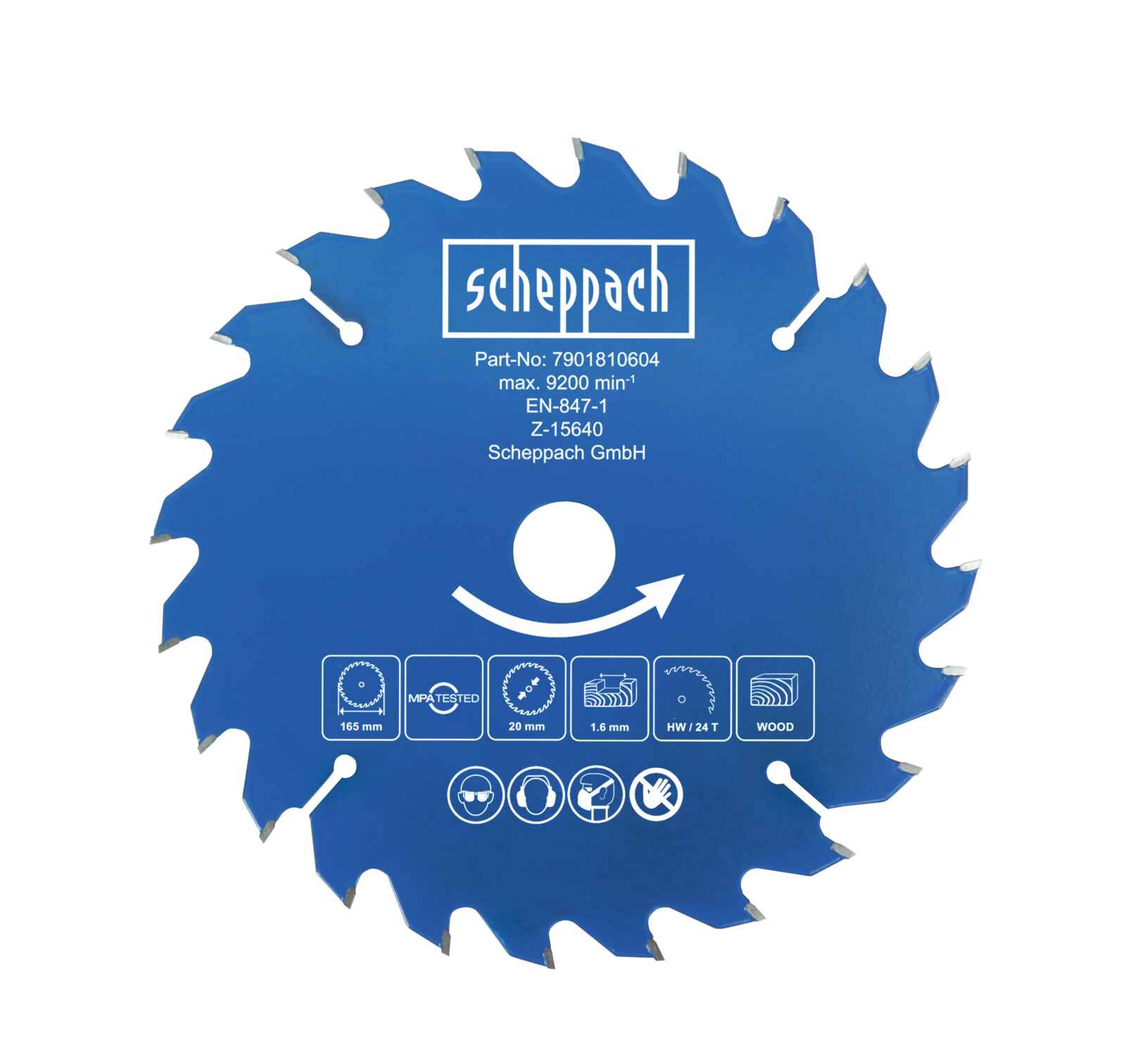 Disco Sierra Circular 6-1/2"" 24 Dientes Madera Scheppach