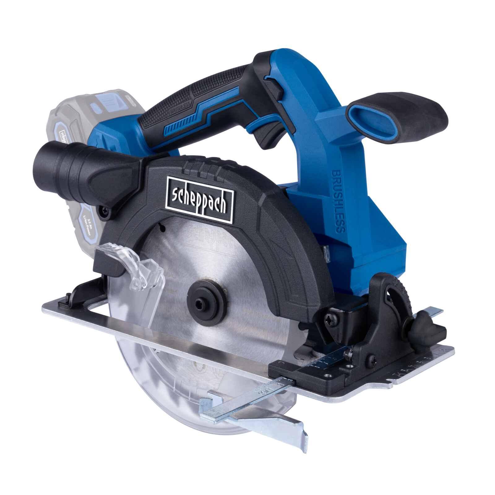 Sierra Circular Inalámbrica Brushless 20V Scheppach - 6 1/2" - Vista lateral
