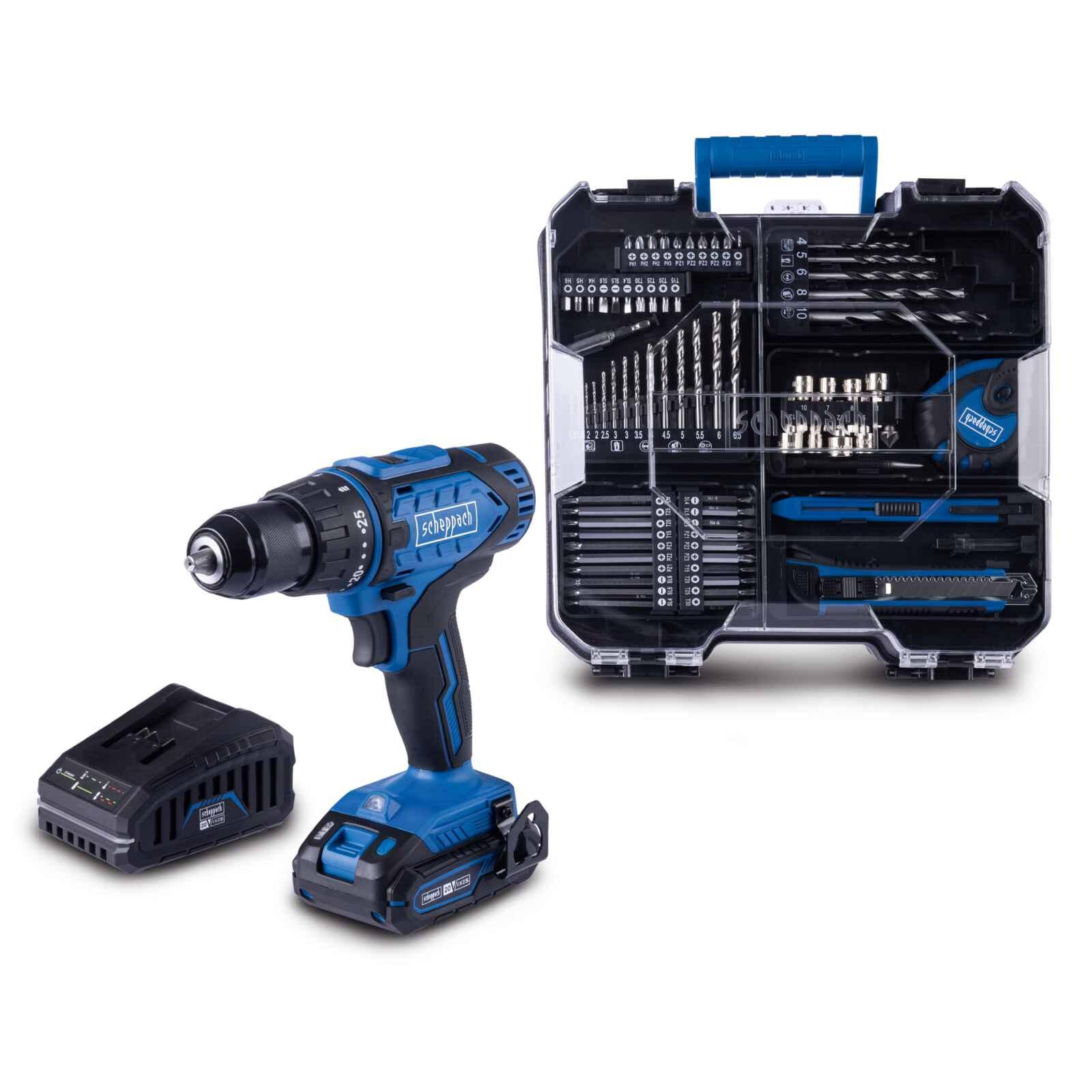 Taladro Inalámbrico 20V + Cargador + Bateria 2Ah + Maletín de Accesorios