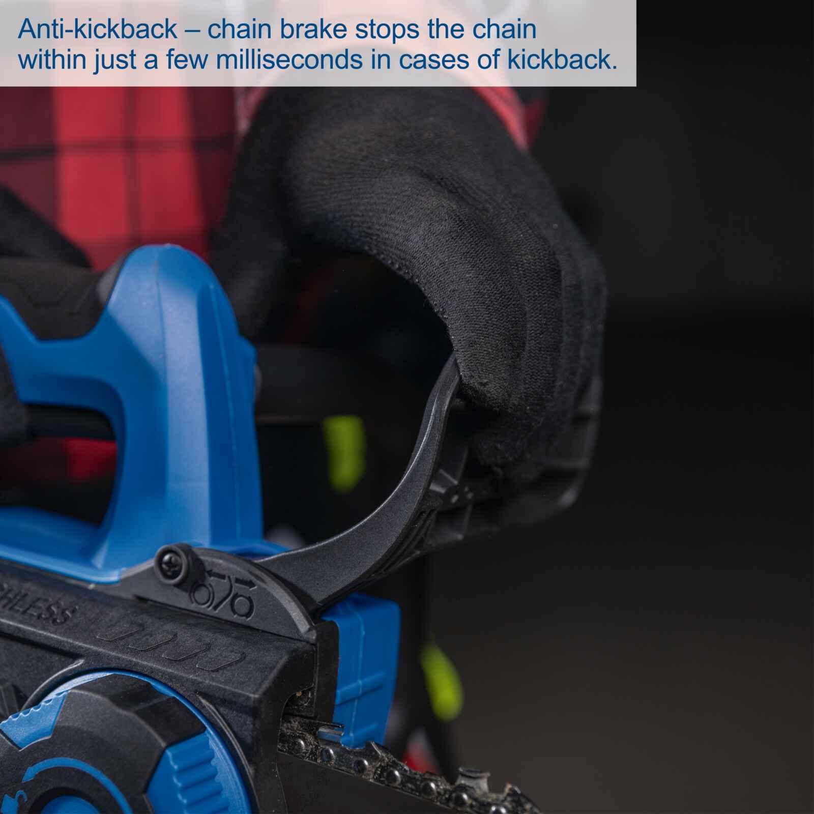 Motosierra Inalámbrica 8" Brushless 20V Scheppach - Mini Motosierra de Poda - Vista detalle