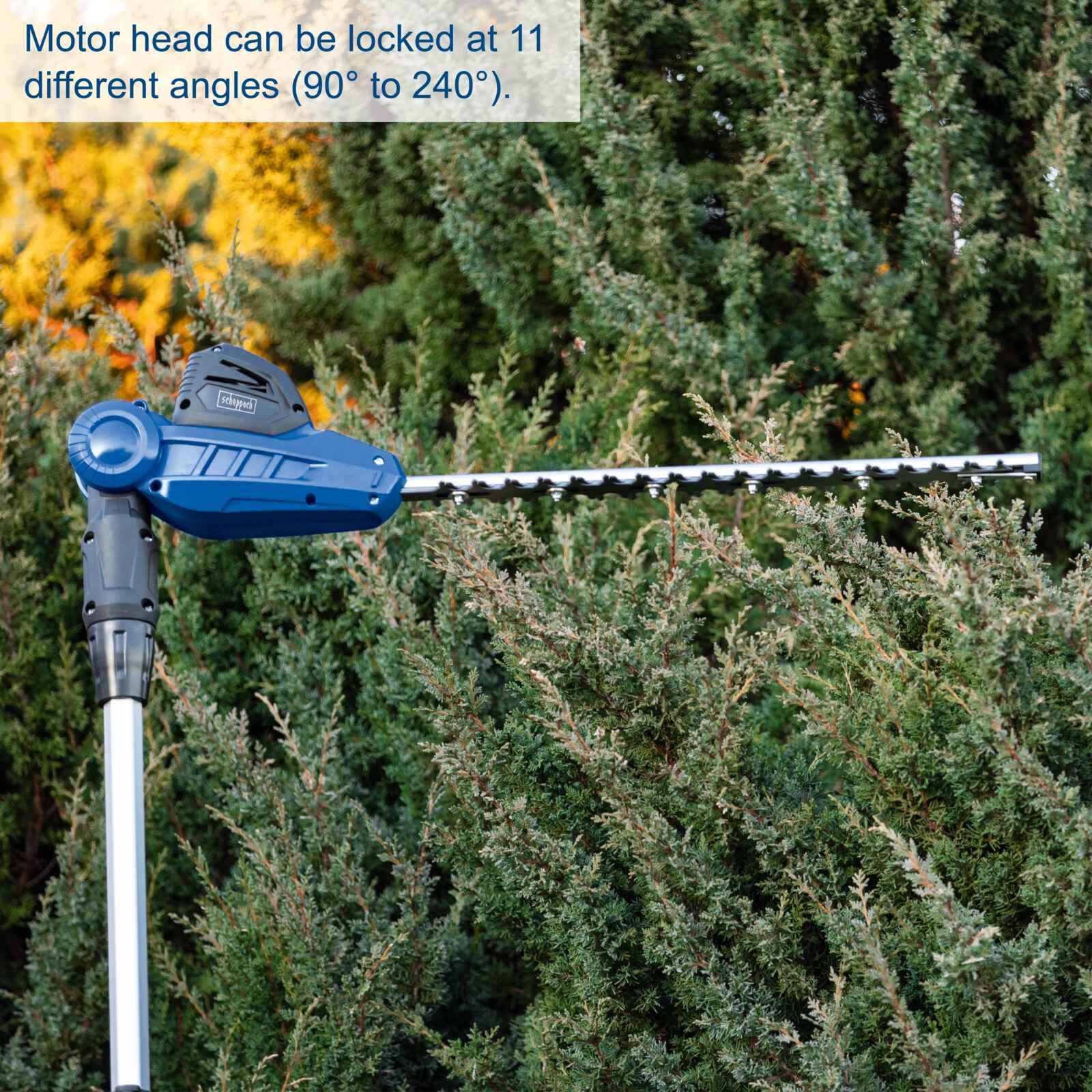Cortasetos Telescópico Inalámbrico Scheppach 20V – 410 mm de Corte con Extensión de 2.6 m - Vista detalle