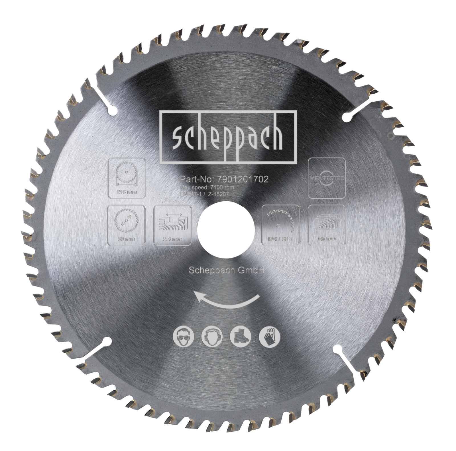 Disco Sierra 8 1/2" 60 Dientes Carburo Tungsteno Scheppach