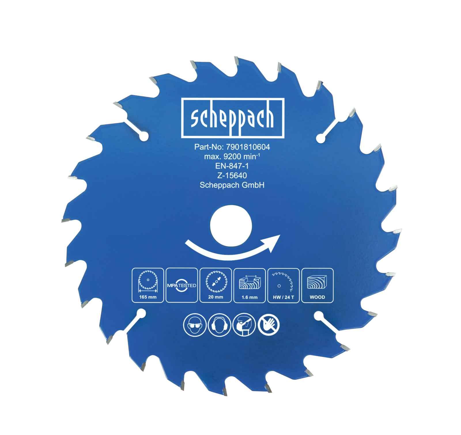 Disco Sierra Circular 6-1/2"" 24 Dientes Madera Scheppach