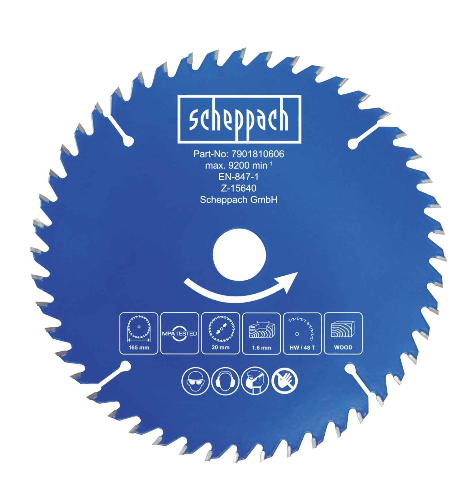 Disco Sierra Circular 6 1/2" 48 Dientes para Madera Scheppach