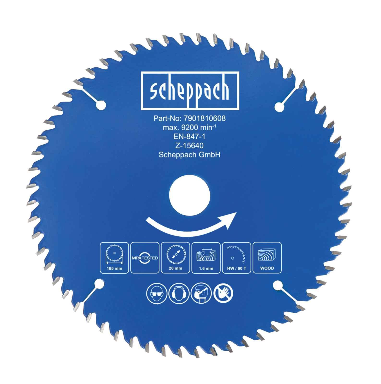Disco Sierra Circular 6 1/2" 60 Dientes para Madera Scheppach