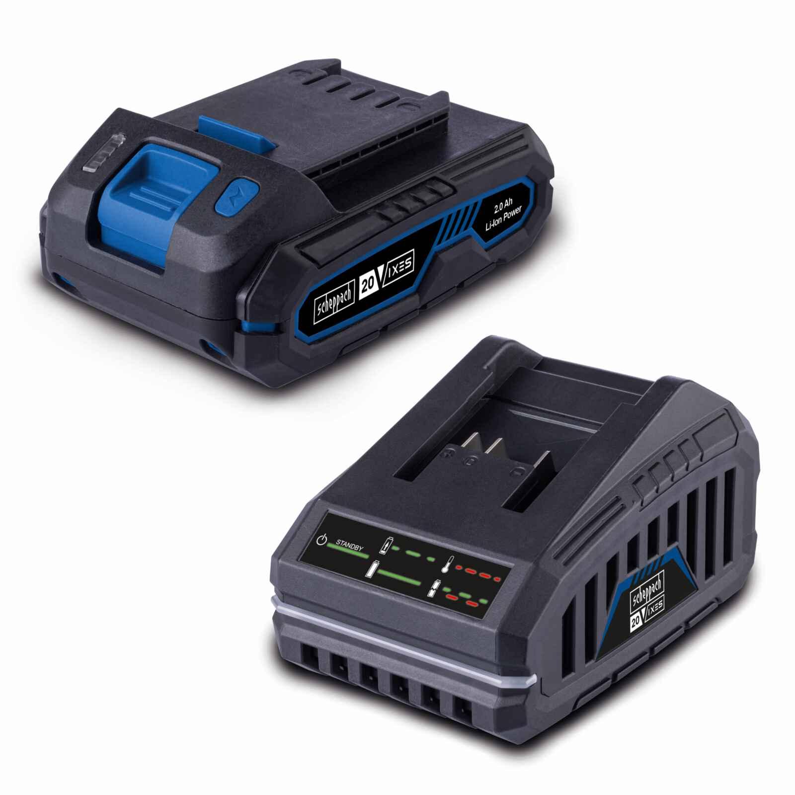Kit Cargador + Batería 2.0Ah 20V Scheppach - Vista frontal